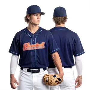 Custom Mesh Fabric Button Down Baseball Jersey For Men's