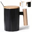12oz. Ceramic Mug with Wooden Handle Lid and Spoon | https://www.bestnamebadges.com