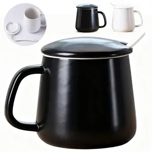 11oz. Ceramic Mug with Lid and Spoon for Office and Home Use