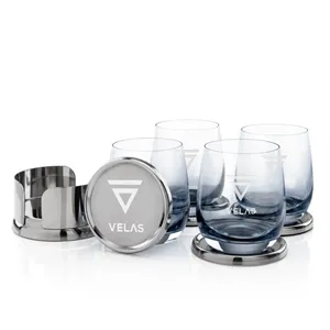 Baldoni Coasters & Soudan Smoke Stemless Wine Set