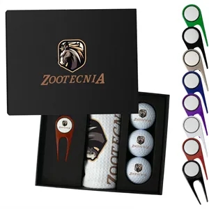 Luxury Golf Presentation Gift Box - Ball,Divot Tool & Towel