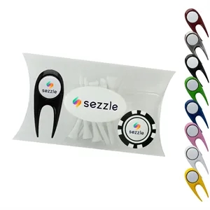 Pillow Pack Golf Gift Set - Divot Tool, Poker Chip & Tees