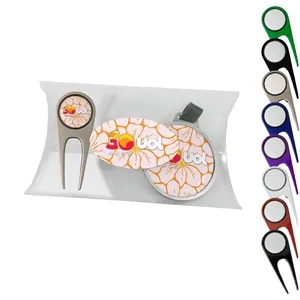 Clear Pillow Pack Golf Gift Set - Divot Tool & Bag Tag