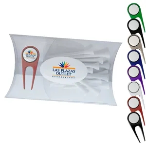 Clear Pillow Pack Golf Gift Set - Divot Tool & Tees
