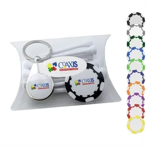 Clear Pillow Pack Golf Gift Set - Key Ring, Poker Chip & Tee