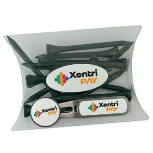 Clear Pillow Pack Golf Gift Set - Divot, Ball Marker & Tees