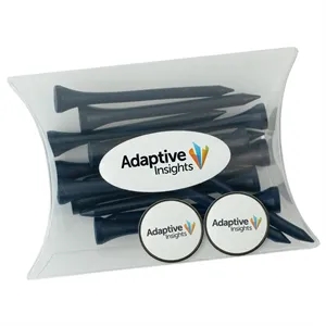 Clear Pillow Pack Golf Gift Set - 2 Ball Marker & Tees