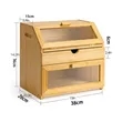 3-Tier Bamboo Bread Box w/ Utensil Drawer & Display Windows | https://www.bestnamebadges.com