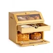 3-Tier Bamboo Bread Box w/ Utensil Drawer & Display Windows | https://www.bestnamebadges.com
