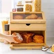 3-Tier Bamboo Bread Box w/ Utensil Drawer & Display Windows | https://www.bestnamebadges.com
