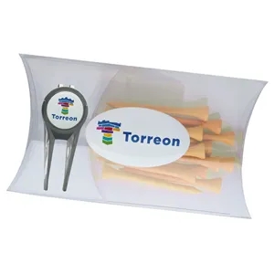 Clear Pillow Pack Golf Gift Set - Divot Repair Tool & Tees
