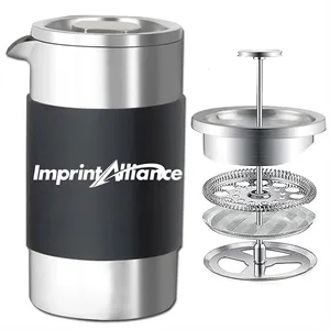 Stainless Steel Press Coffee & Tea Maker w/ Silicone Grip