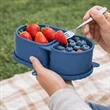 Portable 2-Compartment Silicone Container with Tethered Lid | https://www.bestnamebadges.com