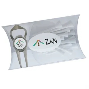 Pillow Pack Golf Gift Set -Divot Tool w/ Bottle Opener & Tee