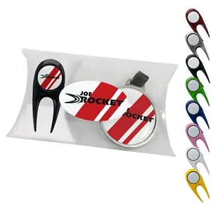 Clear Pillow Pack Golf Gift Set - Divot Tool & Bag Tag