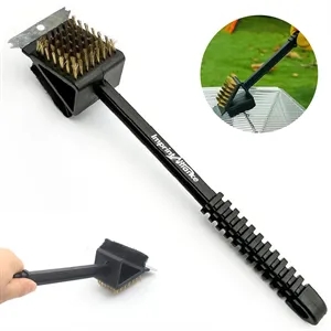Heavy-Duty 3-in-1 BBQ Grill Cleaning Brush w/ Scraper & Pad