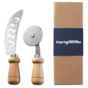 Wooden Handle Stainless Steel Pizza Cutter Wheel & Slicer