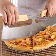 Stainless Steel Pizza Rocker Knife w/ Double Wooden Handles | https://www.bestnamebadges.com