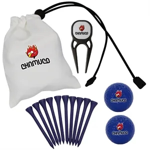 Pouch Pack Golf Essentials Gift Set - Ball, Divot Tool & Tee