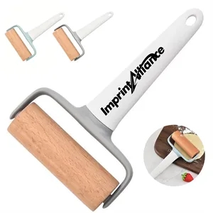 Handheld Beech Wood Rolling Pin w/ Ergonomic Plastic Handle