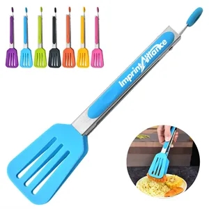 Stainless Steel & Silicone Locking Tongs w/ Slotted Tips