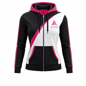 Women's Sublimated Lightweight Hoodie With Full Zip 250GSM