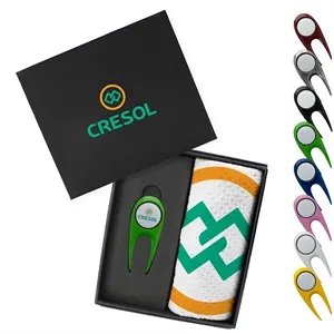 Full Color Dormie Towel Gift Box with Divot Tool