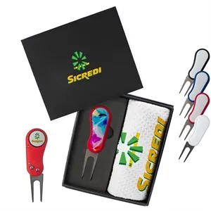 Premium Golf Presentation Box - Divot Tool & Towel