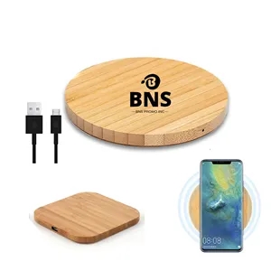 Round Bamboo Wireless Cell Phone Charger QI