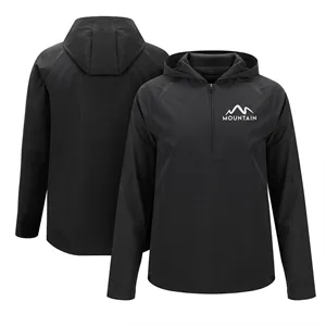 Men's Long Sleeve Half Zip Hooded Jacket