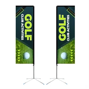 8' Rectangle Two Sided Flag Kit With Premier Cross Base