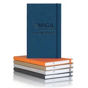 Linen Banded Medio Lined White Page Journal