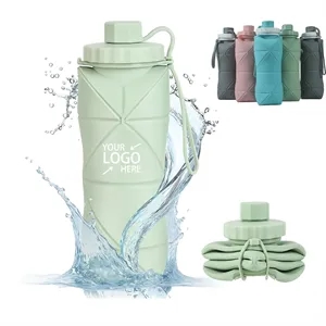 20oz Collapsible Silicone Travel Water Bottle Foldable Cup