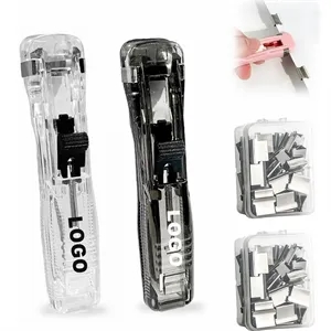 Reusable Clam Dispenser Binder Stapler 50pcs Clips