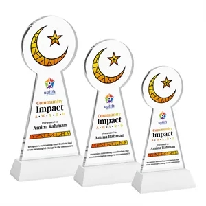 Crescent & Star VividPrint™ Award on Hartford Base - White