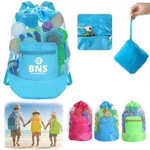 Foldable Mesh Beach Bag Drawstring Beach Backpack