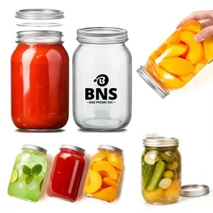 32/64oz Glass Wide Mouth Mason Jars with Seal Lid