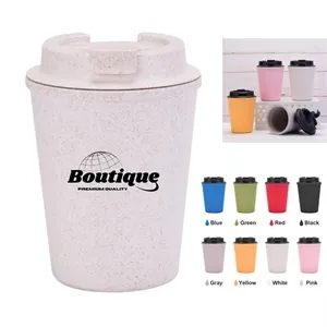 Wheat Straw Reusable Coffee Cup With Lid Portable Mug