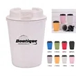 Wheat Straw Reusable Coffee Cup With Lid Portable Mug | https://www.bestnamebadges.com