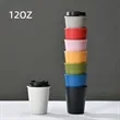 Wheat Straw Reusable Coffee Cup With Lid Portable Mug | https://www.bestnamebadges.com