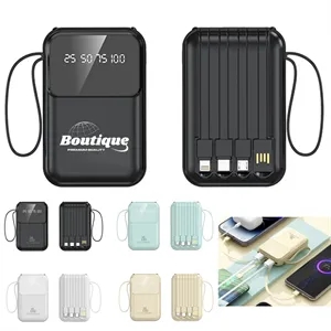 Portable Power Bank With Built In Cables Fast Charging