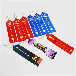Full Color Satin Award Ribbon W/ Card&String 2"x6"
