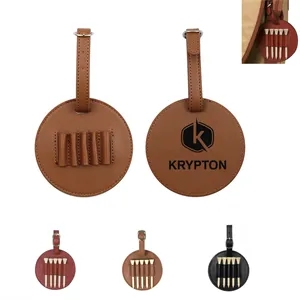 Round Leather Golf Tee Holder With Belt Buckle
