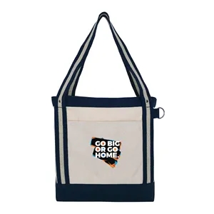 V Natural Striped Recycled Cotton Boat Bag