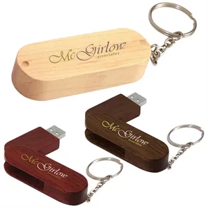 Universal Source® 2 GB Bamboo Bullet Keyring USB 2.0 Flas...