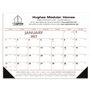 Triumph® Calendars Red & Black Desk Pad with Vinyl Corners