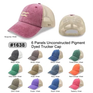 6 Panel Low Profile Trucker Cap Soft Comfortable Mesh back