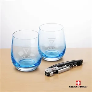 Swiss Force® Wine Tool & Soudan Blue Stemless Wine