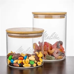 Aniston Jar w/Bamboo Lid - Deep Etch
