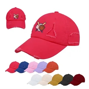 6 Panels Unstructured Distressed Baseball Cap
